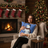 Coussin Retro Hand-Drawn Snowman