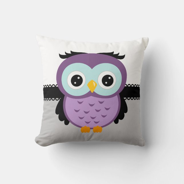 Coussin Rétro hibou pourpre (Recto)