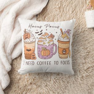 Coussin Retro Hocus Pocus J'ai besoin de café pour me conc