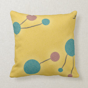 Coussin Rétro jaune pointillé d'univers