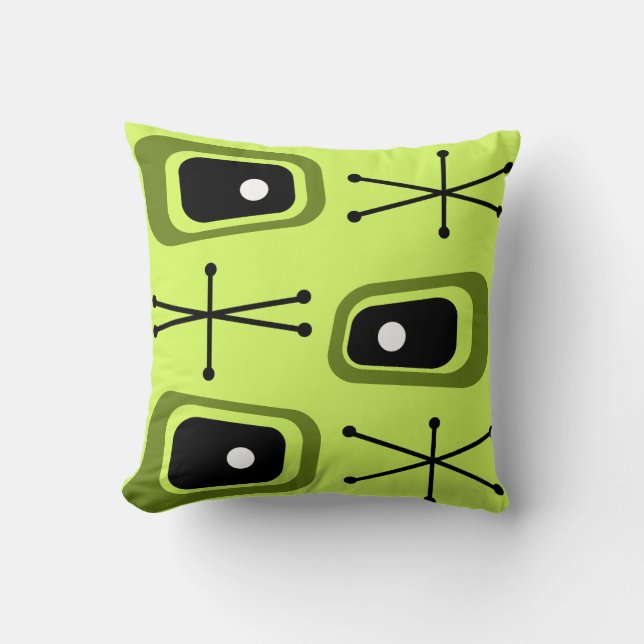 Coussin Retro l'âge de l'espace atomique Chartreuse (Recto)