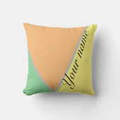 Coussin Retro les années 70 vert jaune et pastel pêche cou (Recto)