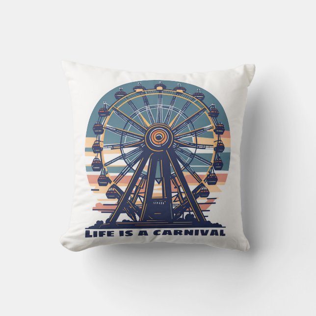 Coussin Retro Life est un carnaval (Recto)