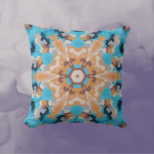 Coussin Rétro Mandala Bleu et orange