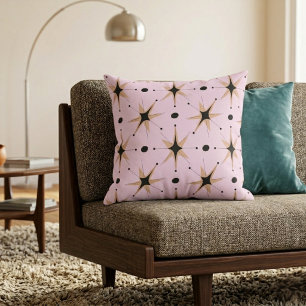 Coussin Retro Mid-Century Modern Stars Rose Pâle
