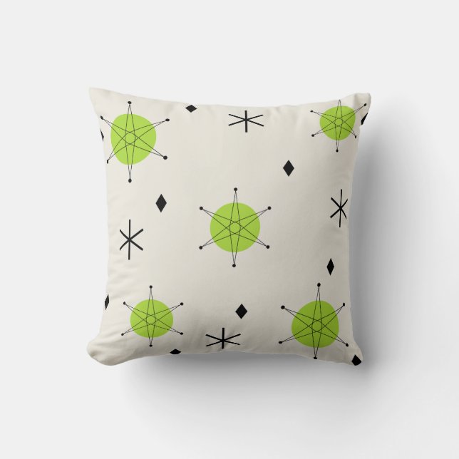 Coussin Retro Mid Mod Starburst Sky Chartreuse (Recto)