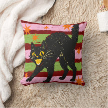 Rétro Mignon Chat Noir d'Halloween avec des Étoile