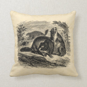 Coussin Rétro modèle de marmottes d'Amérique de marmott