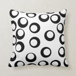 Coussin Rétro modèle noir et blanc de cercles