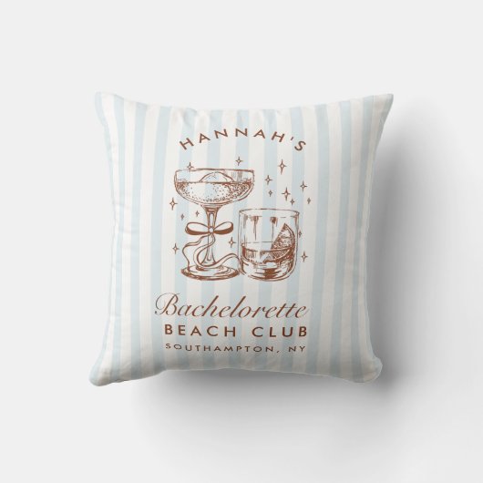 Coussin Retro Modern Blue & Brown Bachelorette Weekend (Verso)