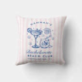 Coussin Retro Modern Pink & Blue Bachelorette Weekend (Verso)
