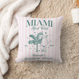 Coussin Retro Modern Pink & Green Miami Bachelorette Party