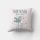 Coussin Retro Modern Pink & Green Miami Bachelorette Party (Verso)