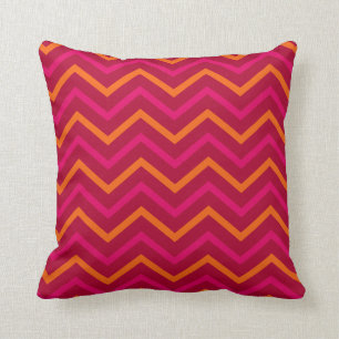 Coussin Rétro motif de zigzag orange rouge de Chevron de