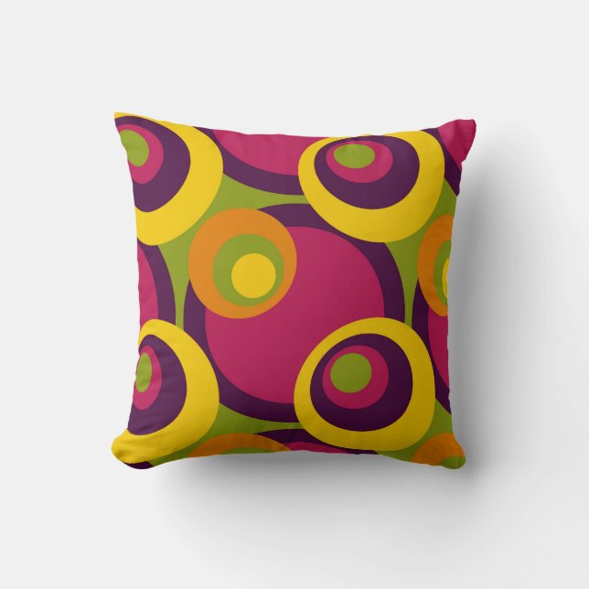 Coussin Rétro motif géométrique moderne de cercles (Recto)