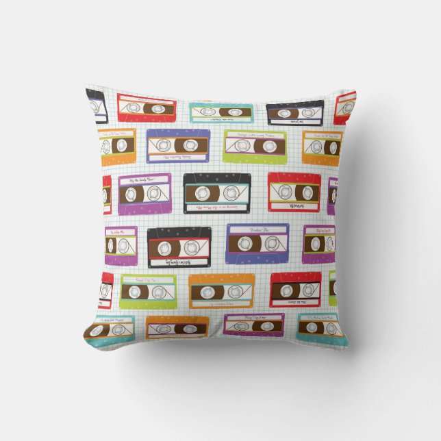 Coussin Rétro motif indépendant d'enregistreur à cassettes (Recto)