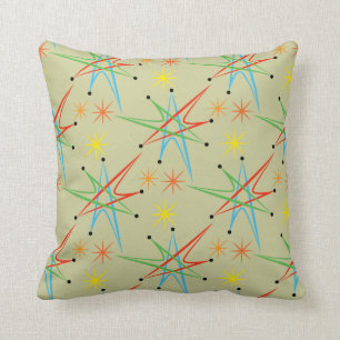 Coussin Rétro motif multicolore atomique de Starburst