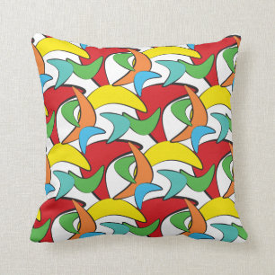 Coussin Rétro motif multicolore de boomerang