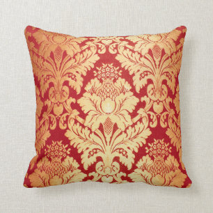 Coussin Rétro motif rouge de luxe élégant de damassé d