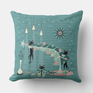 Coussin Retro Naughty Kitty Noël par studioxtine