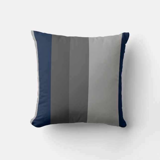 Coussin Retro Navy Gray Vertical Stripes (Recto)