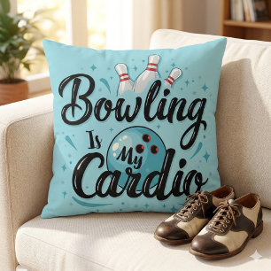 Coussin Rétro Néon "Le Bowling Est Mon Cardio" Bowling Drô