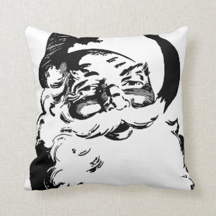 Coussin Rétro Noël noir et blanc vintage le père noël
