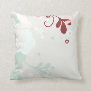 Coussin Retro Pastel Floral Design - Vert et marron