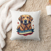 Coussin Retro Patriotic Golden Retriever Engraving Tee 4 (Couverture)