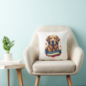 Coussin Retro Patriotic Golden Retriever Engraving Tee 4 (Chaise)