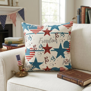 Coussin Rétro Patriotique Foi, Liberté et Liberté