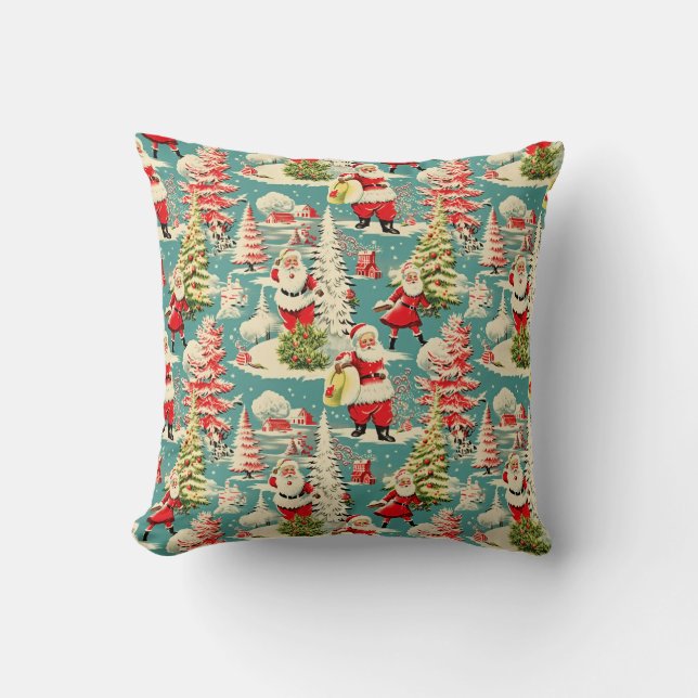 Coussin Retro Père Noël Wonderland 2 (Recto)