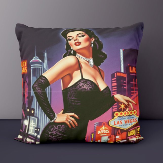 Coussin Rétro Pin-up Las Vegas (Créateur téléchargé)