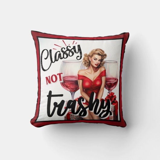 Coussin Retro Pinup Classy pas Trashy (Recto)