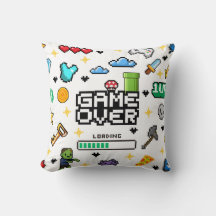 Retro Pixel Gaming Throw Cushion Video Gamer Gift