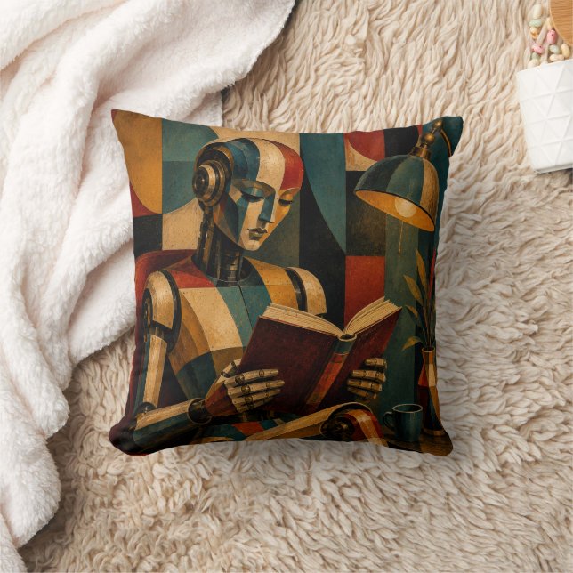COUSSIN RETRO ROBOT EN LECTURE II | LECTEUR D'IA ANCIEN (Couverture)