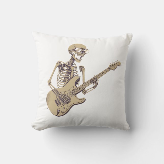Coussin Retro Rock Skeleton Guitar Graphic (Recto)