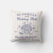 Coussin Retro Rose Coquillages & Cloches de Mariage Enterr (Recto)