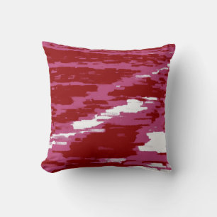 Coussin rétro rouge rose blanc Abstrait vague