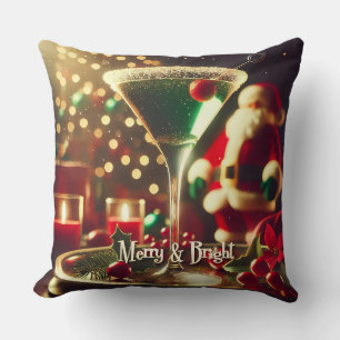 Coussin Retro Santa Noël Martini Vert des années 50