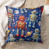 Coussin Retro space robots Galactic voyage decorative thro (Couverture)