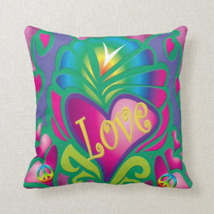 Coussin Rétro style de paix et d'amour