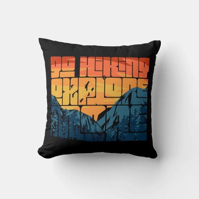 Coussin Retro Sunset Paysage Randonnée Aventure Explorez (Recto)
