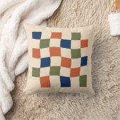 Coussin Retro Terracotta Sage Wavy Checker Cushion (Couverture)