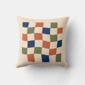 Coussin Retro Terracotta Sage Wavy Checker Cushion (Verso)