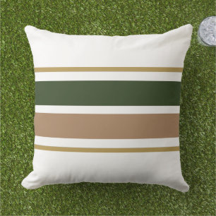 Coussin Retro Vert foncé Lumière Brown large course Stripe