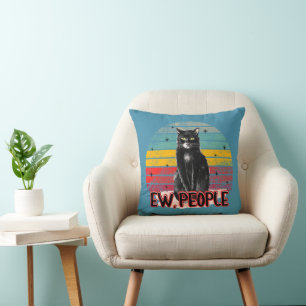 Coussin Retro Vintage Chat Noir Ew