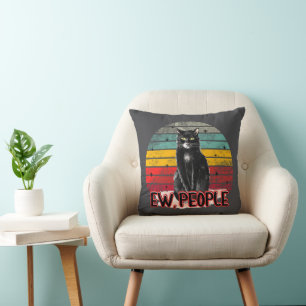 Coussin Retro Vintage Chat Noir Ew