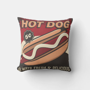 Coussin Retro Vintage Classic Grunge rouge hot dog