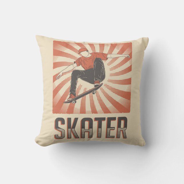 Coussin Retro Vintage Classic Patinage Rouge Grange (Recto)